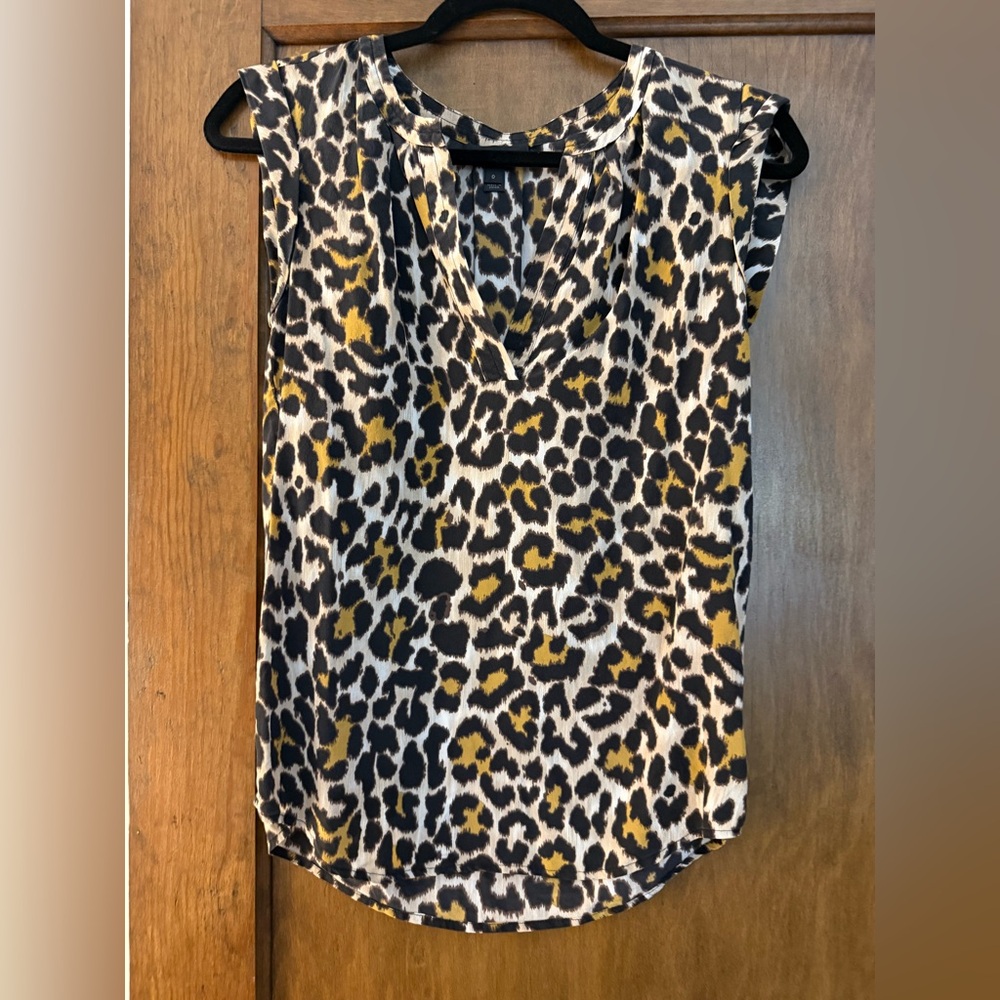 J. Crew Leopard Print Blouse - Black, White, Gold